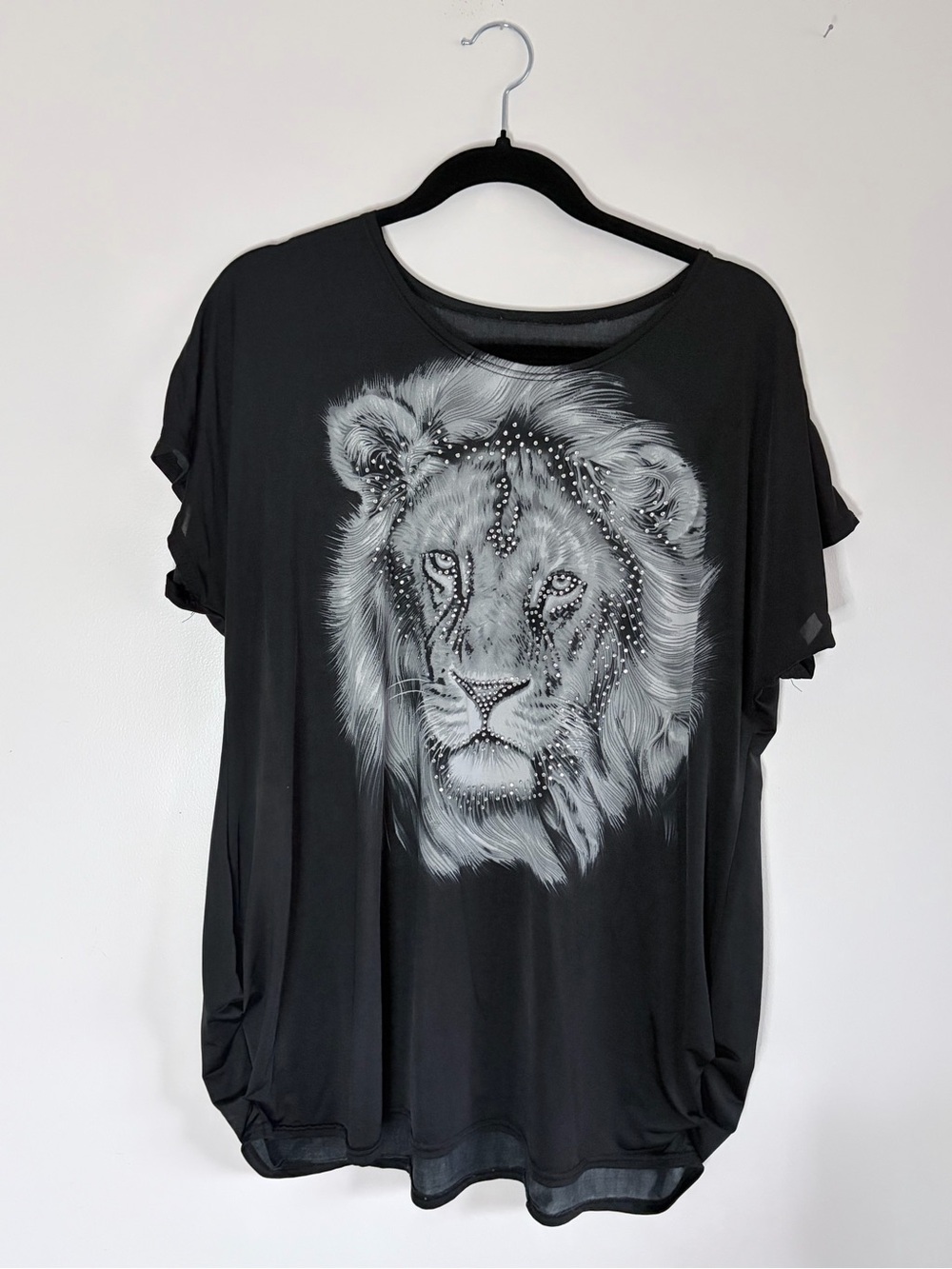 indie sleaze rhinestone lion top